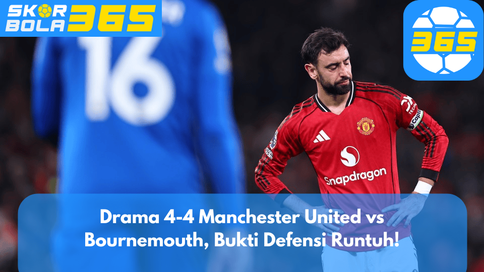 Pemain Manchester United terlihat kecewa di lapangan saat laga berakhir imbang 4-4 melawan Bournemouth pada Premier League 15 Desember 2025