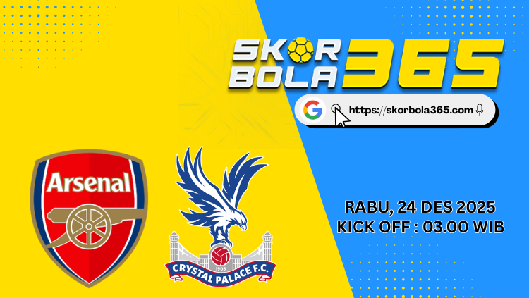 Poster pertandingan Arsenal vs Crystal Palace Carabao Cup dengan logo kedua tim