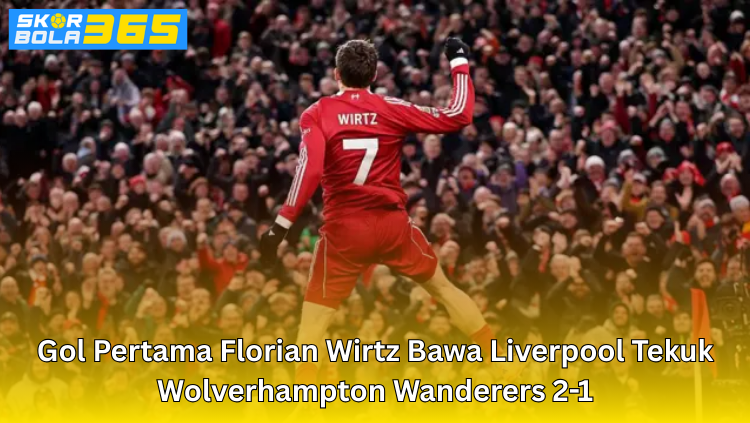 Florian Wirtz merayakan gol pertamanya untuk Liverpool saat mengalahkan Wolverhampton Wanderers 2-1
