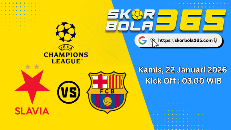 Prediksi pertandingan Liga Champions Slavia Praha vs Barcelona dengan jadwal kick off 22 Januari 2026