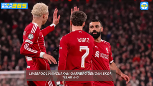 Pemain Liverpool merayakan gol ke-6 kemenangan 6-0 atas Qarabag di Liga Champions 2025 di Anfield