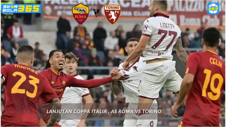 Analisis visual pertandingan Coppa Italia antara AS Roma melawan Torino di Stadio Olimpico, menampilkan prediksi susunan pemain dan statistik kunci untuk LIVE SCORE.