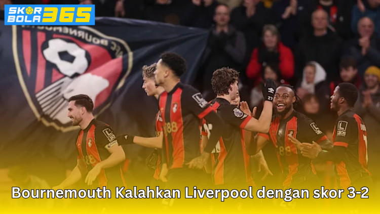 Pemain Bournemouth merayakan kemenangan 3-2 atas Liverpool di Liga Inggris