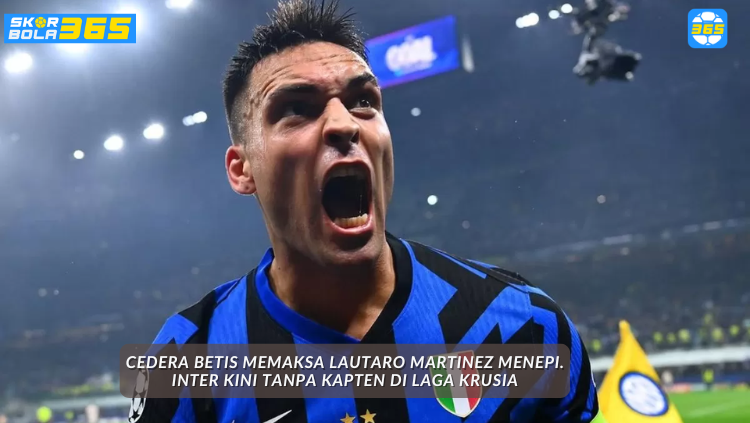 LAUTARO MARTINEZ memegang betisnya setelah cedera saat Inter Milan vs Bodo/Glimt di Liga Champions