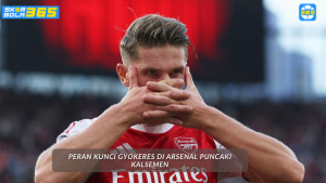 Viktor Gyokeres Arsenal merayakan gol atau memberikan assist, ilustrasi peran taktis kunci dalam kemenangan tim - Analisis SKOR BOLA 365.