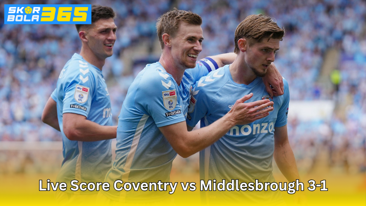 Pemain Coventry City merayakan gol saat menang 3-1 atas Middlesbrough