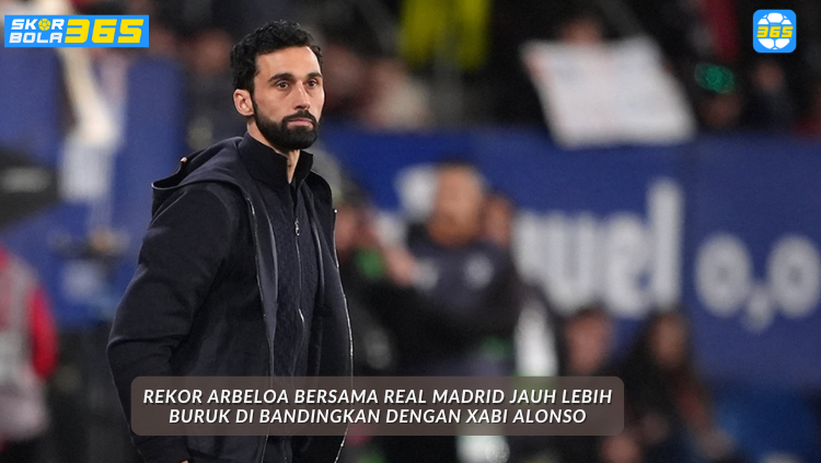 Alvaro Arbeloa duduk tegang di bangku pelatih Real Madrid. Data SKOR BOLA 365 buktikan rekor Arbeloa lebih buruk dari Xabi Alonso.