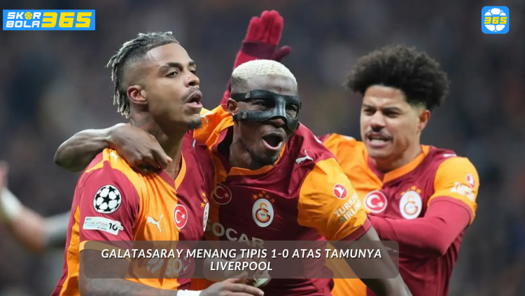 Pemain Galatasaray Mario Lemina merayakan gol ke gawang Liverpool pada leg pertama UEFA Champions League 2026. Simak ulasan lengkap hasil pertandingan hanya di SKOR BOLA 365.
