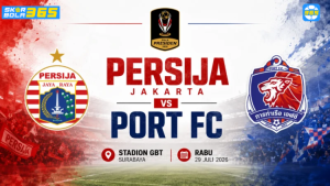 Poster pertandingan Port FC vs Persija di Piala Presiden 2026 menampilkan pemain dari kedua tim sebagai preview laga lengkap dengan jadwal pertandingan.